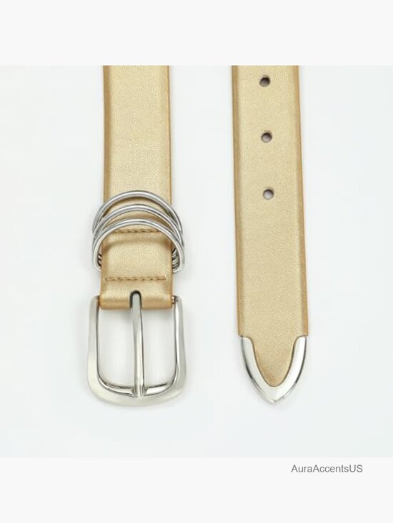 Fashion Leather Waist Belt with Gold Buckle Gift for Women main image 5